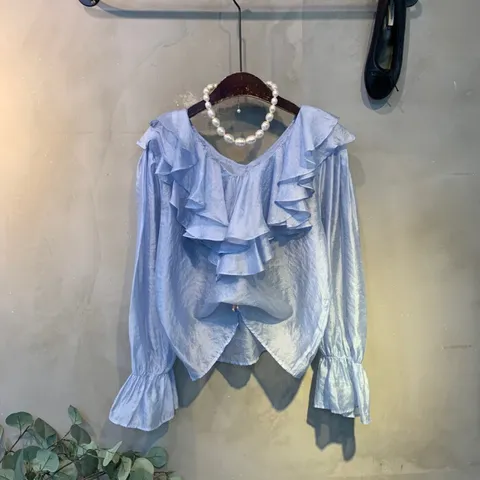 [브리치]  / (신상 무료배송)브코 새틴 프릴 긴팔 블라우스 3color C