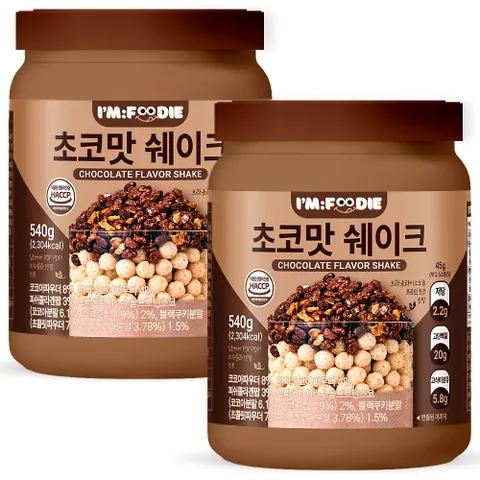 아임푸디 맛있는 초코맛 단백질쉐이크 고단백 저당 프로틴 단백질보충제 2개