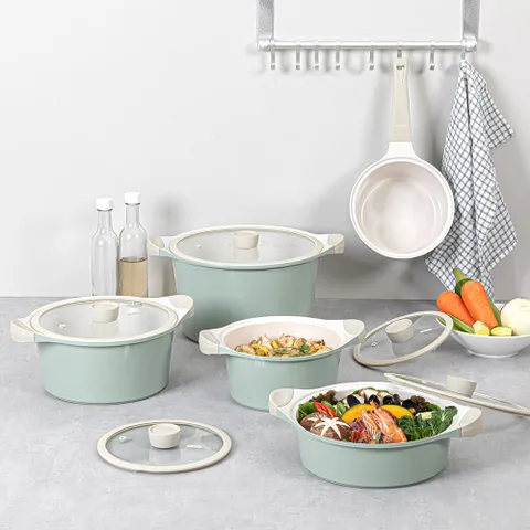 오슬로 마린 인덕션 겸용 그린 민트 냄비 5종세트