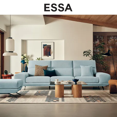 에비뉴 4인 리브 패브릭 소파+스툴