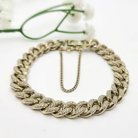 [현골드앤실버] 14k 리얼 화이트골드 체인 뱅글 데일리 팔찌