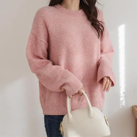 [하프클럽/박시 라운드 캐시울 보카시 니트 9컬러