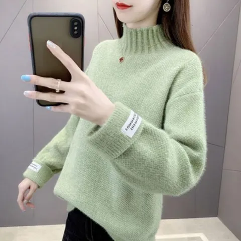 베이직반폴라스웨터 따뜻한겨울옷 데일리 여성 깔끔한