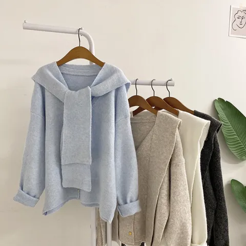 [브리치] 허니제이 /  세트  로싯트 울 어깨 숄 니트 가디건(4color)