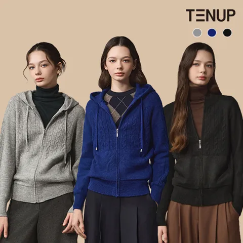 [하프클럽]  24FW 여성 케이블 부클 니트 집업 자켓 3종