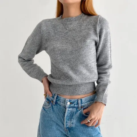 여자 가을 키홀 스팽글 메탈릭 크롭 하찌긴팔 니트_3