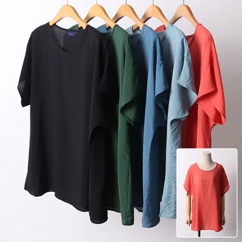 데일리 인견 반팔 블라우스 207E079S 빅사이즈 여성