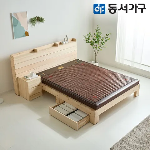 로제 호텔형 세라믹 온열보료 퀸 Q 수납 편백나무 원목 침대 DF643747