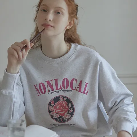Vintage Rose Sweatshirt - Light Grey