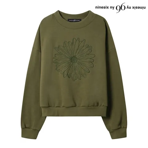 정상가:89,000원 ㅣ 빅 플라워 자수 루즈핏 기모 맨투맨 티셔츠 (NO4LW008L0)