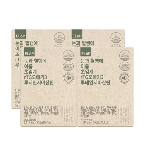 [ELOP] 초임계 rTG 오메가3 루테인 지아잔틴 30캡슐 X 4박스 (4개월분)