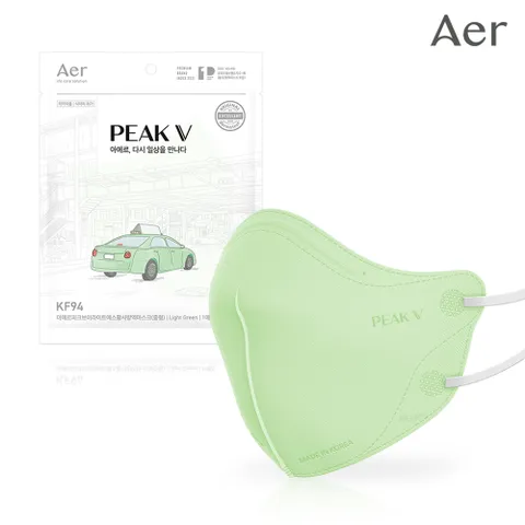 [유통기한 임박전]  피크V 라이트핏 KF94 새부리형 컬러 마스크 50매 [라이트그린 소형(S), 유통기한 26.01.02]