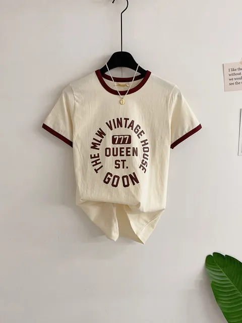 [브리치] 허니제이 / 퀸트 랍빠 배색 레터링 반팔 티셔츠(3color)