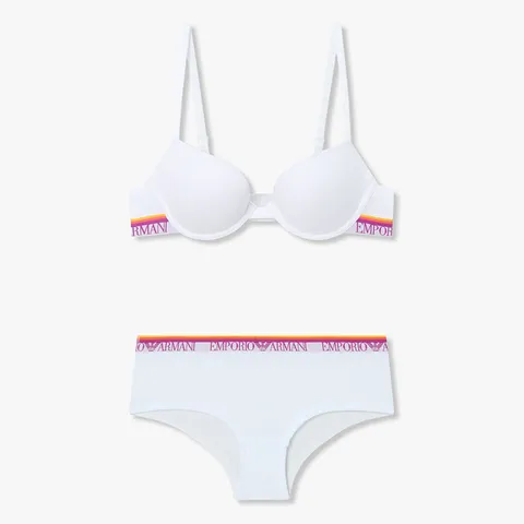 [롯데백화점][엠포리오 아르마니 언더웨어]스트라이프 밴딩 ABCD컵 푸쉬업 브라 치키팬티 세트 (0825185522-12522)