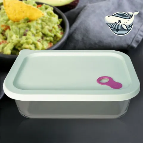 실용적인 내열유리 블록형 저장용기 실리콘 오븐글라스 유리용기 내열유리 밀페용기