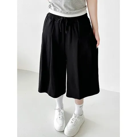 [하프클럽/코디제이]백사이드 턱 와이드 반바지 6부 면트레이닝 통넓은 하프팬츠 핀턱 데일리 캐주얼