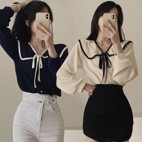 폴로카라 매듭클래식 매듭 드레스셔츠 여성셔츠 여성긴팔 여성블라우스 여자블라우스