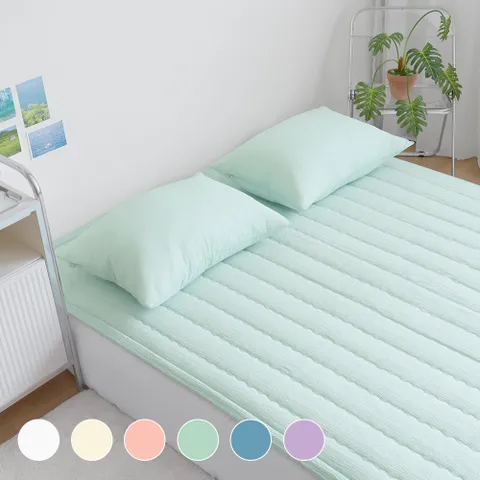 베라 국내생산 여름 스노우시어서커 밴딩 침대패드 (Q) 6colors