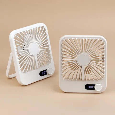 [내일도착]100단 풍량조절 BLDC 모터 디지털 슬림 스퀘어 무선 선풍기 탁상용 + 휴대용 배터리 잔량표시 베이지/화이트 택일