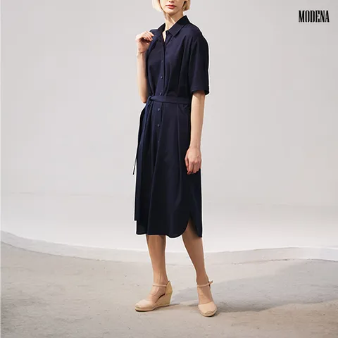 C. 모데나 린넨 블렌디드 셔츠형 원피스 네이비 1종
