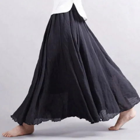 여성 데일리 미니 린넨 치마 스커트 와이드팬츠 롱스커트 와이드팬츠 베이지바지
