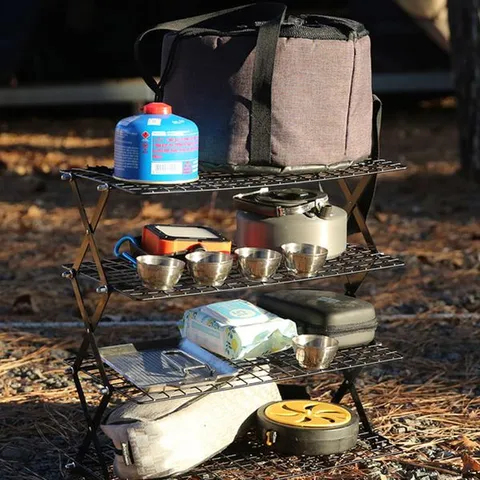 [하프클럽] FZM 캠핑가구 접이식 아이언메쉬4단 선반