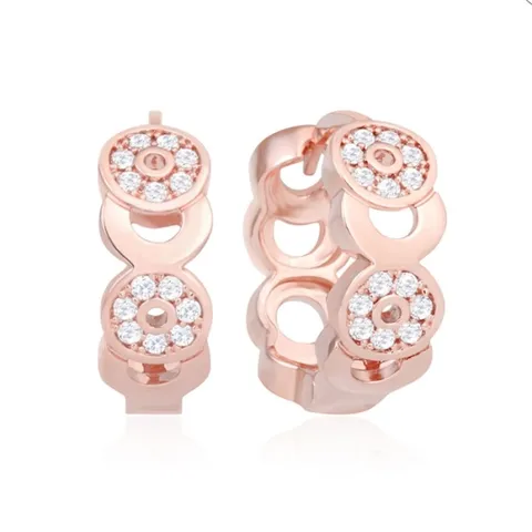 다이아코인 14K 금침 로즈골드 큐빅 원터치 링 귀걸이 (8539453)