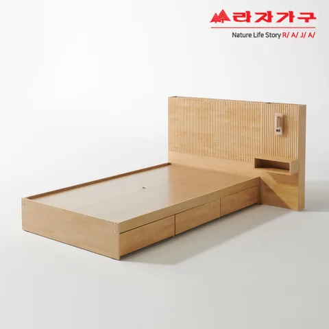 비바 템바보드 호텔 수납 침대 프레임 SS+협탁1개 LBK059