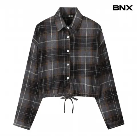 정상가 39000원ㅣ타탄 체크 밑단 스트링 셔츠 (BX3BL002L0)
