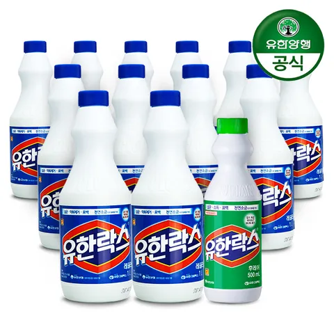 유한락스 레귤러 용기 1L  x 12개 + 후레쉬 500ml