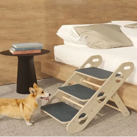 강아지 원터치 계단 1P 논슬립 접이식 펫스텝 침대 원터치계단 논슬립반려견계단 나무계단