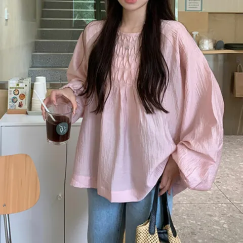 [브리치] 슈팅스타 / 루즈핏 심플 주름 패턴 포인트 긴팔 셔츠 900649