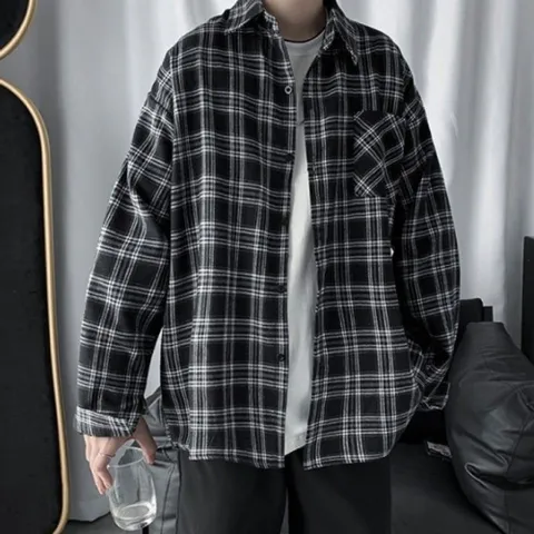 남성용 봄철 체크 셔츠 재킷 캐주얼 남방 1색 남성청남방 남성반팔남방 남자난방