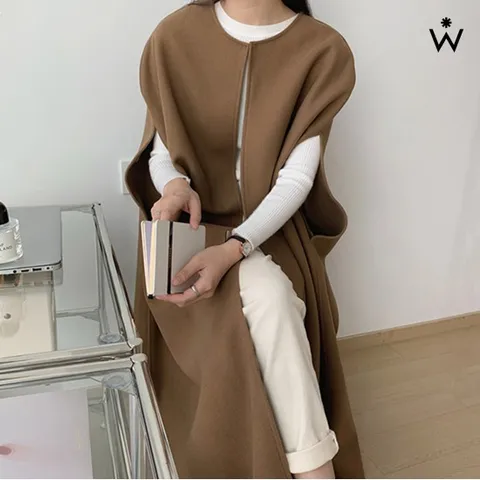 정상가:89,000원ㅣ페미닌 노카라 베이직 롱 베스트 코트 (WIADCT001)