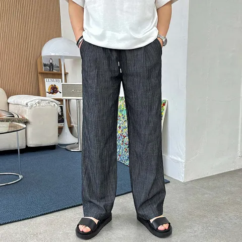 남자 여름 청바지 린넨 생지 원턱 밴딩 와이드 데님 팬츠 4color