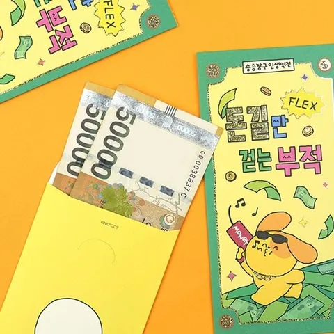핑크풋 승승장구 부적 현금 봉투 용돈봉투 5매입