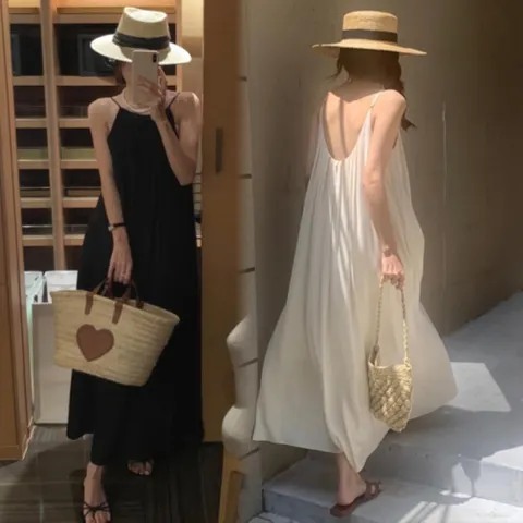 [다잇템] 여자 핀턱 빅사이즈 SS 호캉스 트립 롱원피스