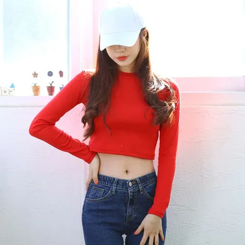 [하프클럽] (완벽핏) 6색 데일리 무지 긴팔 크롭티 ()