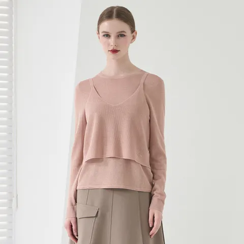 리엘 글리터 니트 풀오버+뷔스티에 2종세트