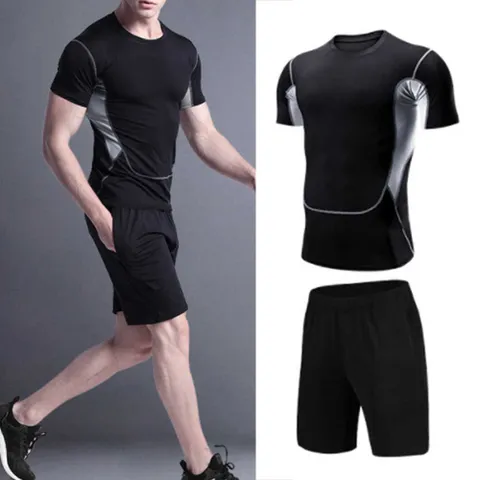 남성 헬스옷 복장 검은색 트레이닝복 스포츠 반바지 헬스장복장코디 반팔운동복