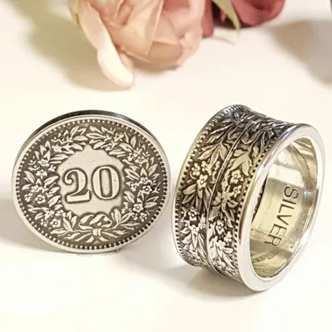 [브리치] 동전반지 / 행운의 동전반지 스위스20라펜2PLUS  은반지