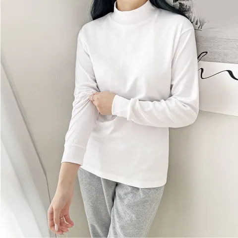 [하프클럽]  여자 폴라티 LDZ903 무지 면 베이직 반목 티셔츠