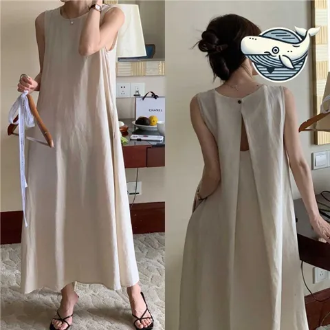 풀 비치 여름 린넨 롱드레스 민소매 스타일리시 여름원피스 반팔원피스 빅카라원피스 데님원피스