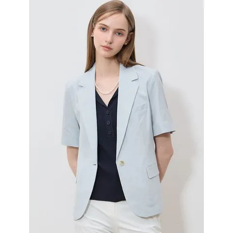 [하프클럽] 고퀄러티 린넨 블렌디드 반팔 자켓 (택가격 398000원)