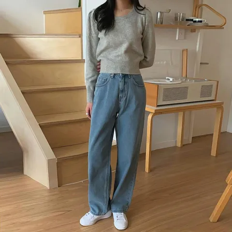 [브리치] 러블리감성 / 벚꽃 세미 와이드 연청바지