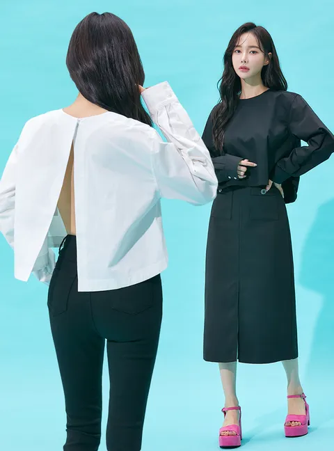 반전매력 라운드 코튼 블라우스