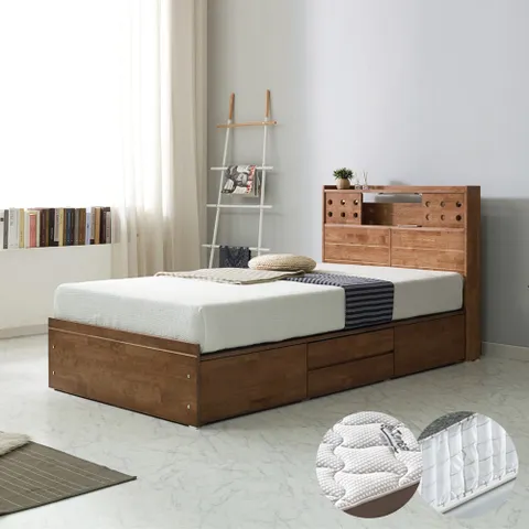 루시 고무나무 서랍형 침대 SS+미니포켓 투탑