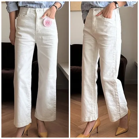 여자 스판 밴딩 코튼 와이드 팬츠 좋은면 통바지
