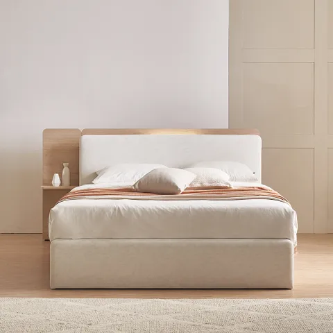 에몬스 세런 패브릭 LED 호텔침대 Q세트(사이드패널1, 매트별도)