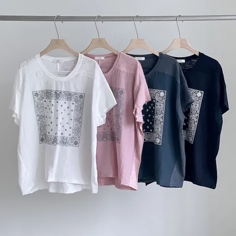 [다잇템] 여성 SS 반다나 마원단 비침 반소매 티셔츠_22183048_588872